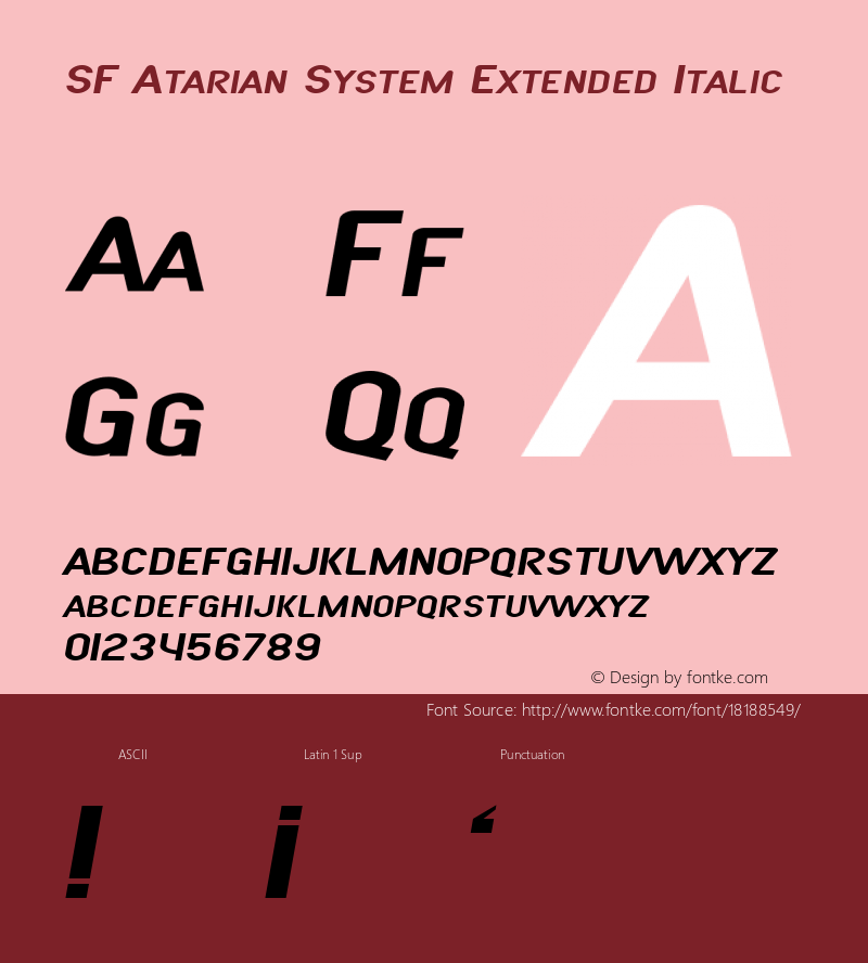 SF Atarian System Extended Italic ver 1.0; 1999. Freeware.图片样张