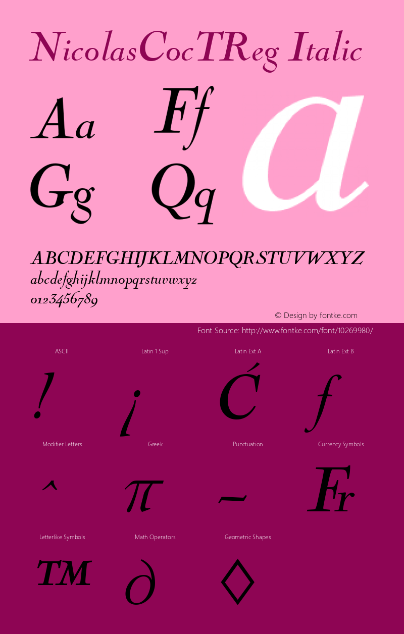 NicolasCocTReg Italic Version 001.005图片样张