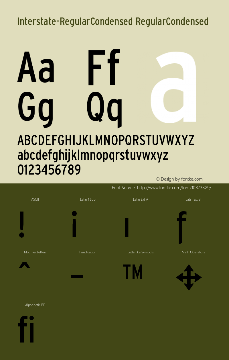 Interstate-RegularCondensed RegularCondensed Version 1.000图片样张