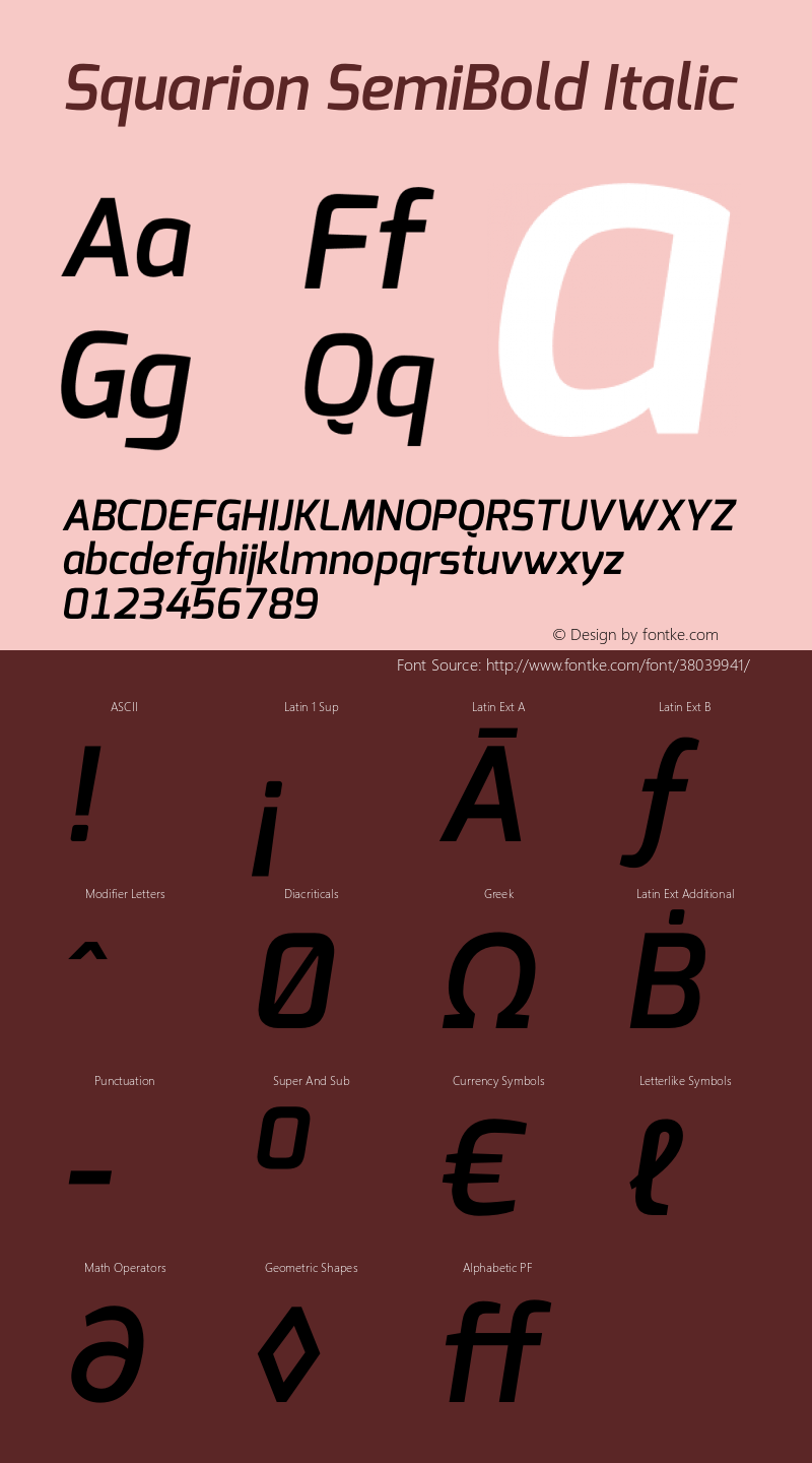 Squarion SemiBold Italic Version 1.00;September 11, 2019;FontCreator 11.5.0.2425 64-bit图片样张