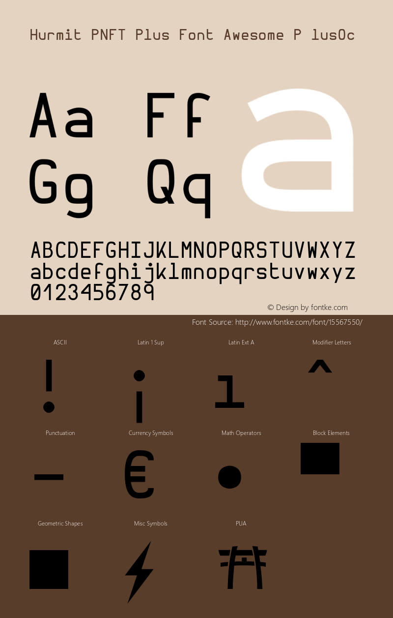 Hurmit PNFT Plus Font Awesome P lusOc Version 1.21;Nerd Fonts 0.4.图片样张