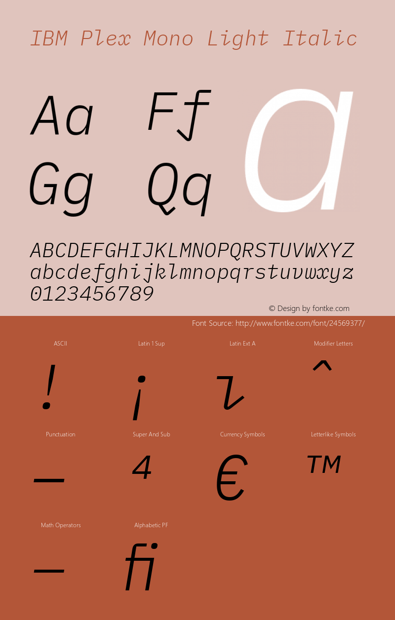 IBM Plex Mono Light Italic Version 1.002图片样张