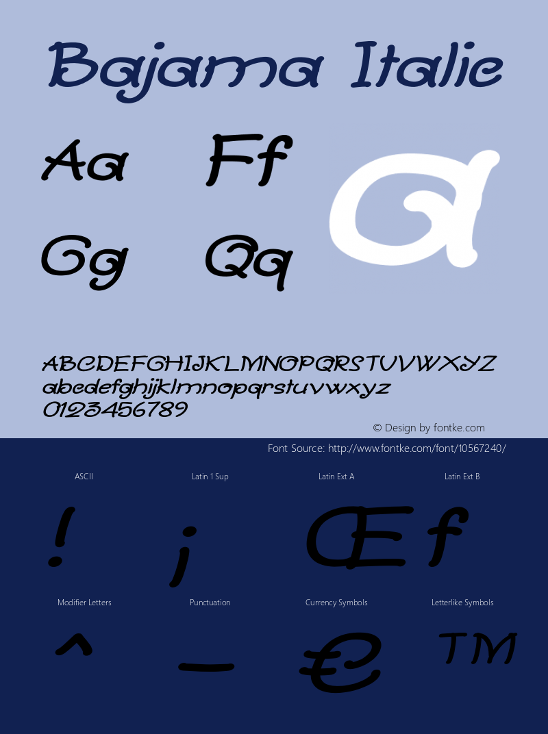 Bajama Italic Version 1.000图片样张