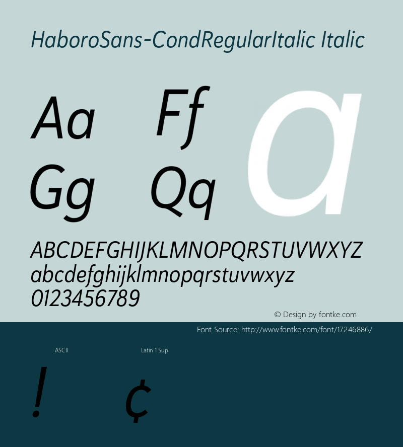 HaboroSans-CondRegularItalic Italic Version 1.0图片样张