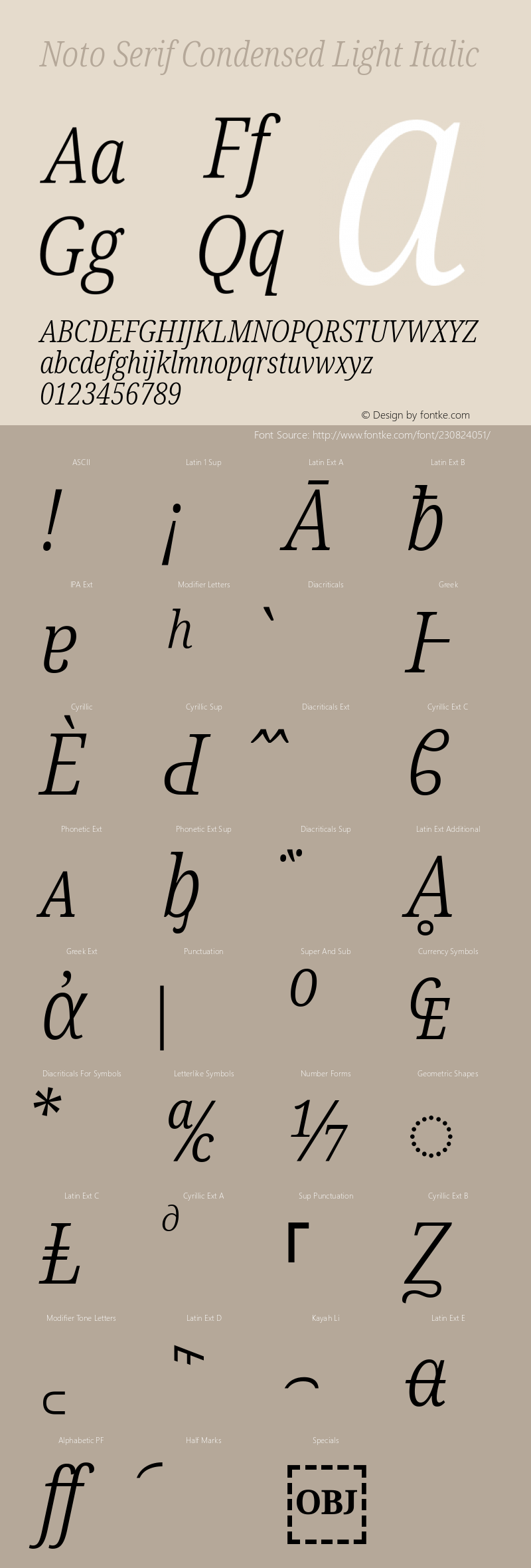 Noto Serif Condensed Light Italic Version 2.007图片样张