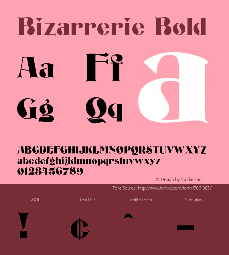 Bizarrerie Bold Version 1.000;PS 001.000;hotconv 1.0.38图片样张