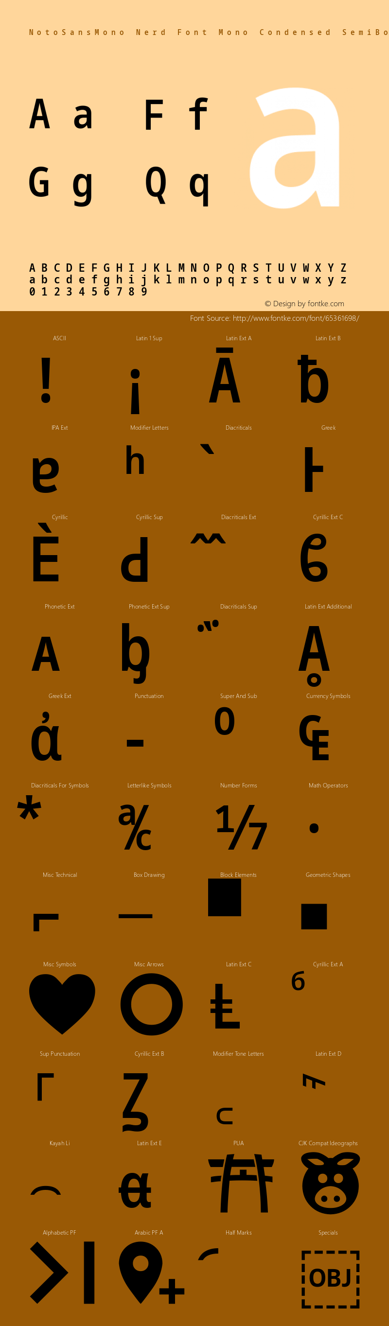 Noto Sans Mono Condensed SemiBold Nerd Font Complete Mono Version 2.000;GOOG;noto-source:20170915:90ef993387c0; ttfautohint (v1.7)图片样张