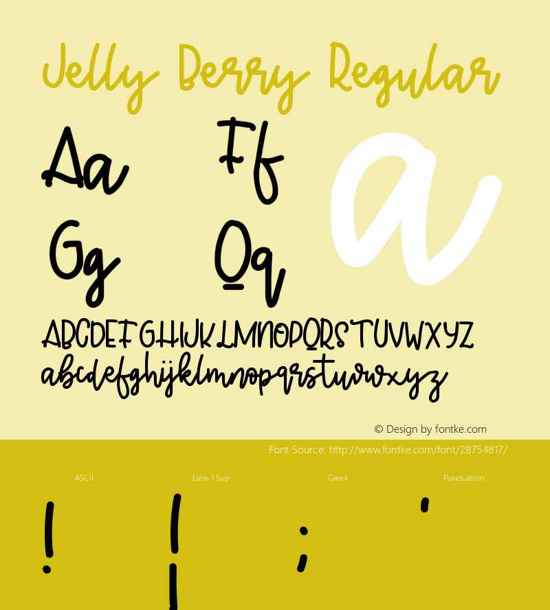 Jelly Berry Version 1.00;March 11, 2019;FontCreator 11.5.0.2430 64-bit图片样张