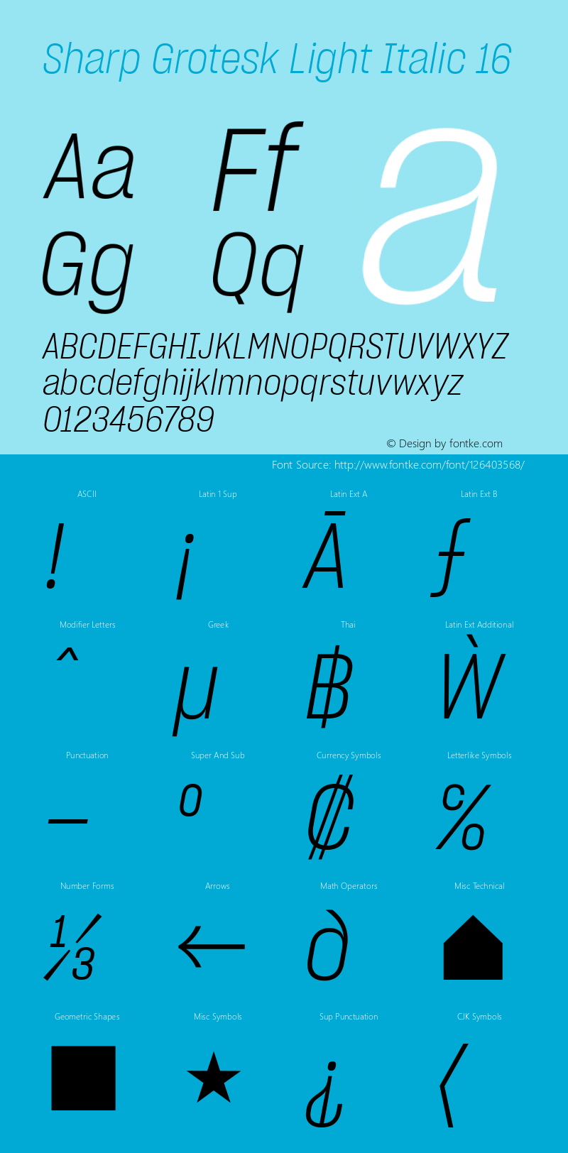 Sharp Grotesk Light Italic 16 Version 1.003图片样张