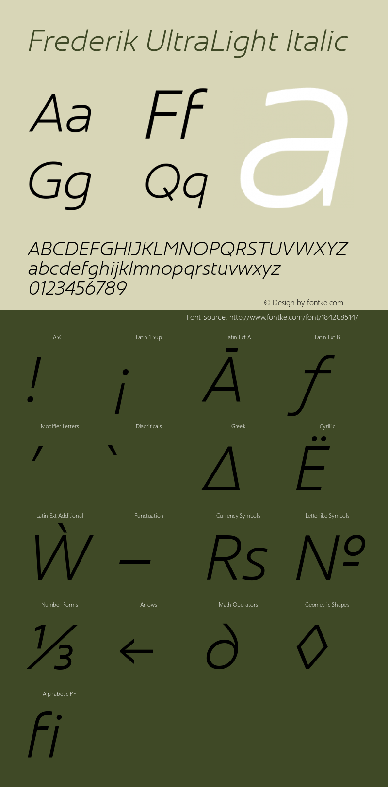 Frederik-UltraLightItalic Version 1.000 | wf-rip DC20190415图片样张