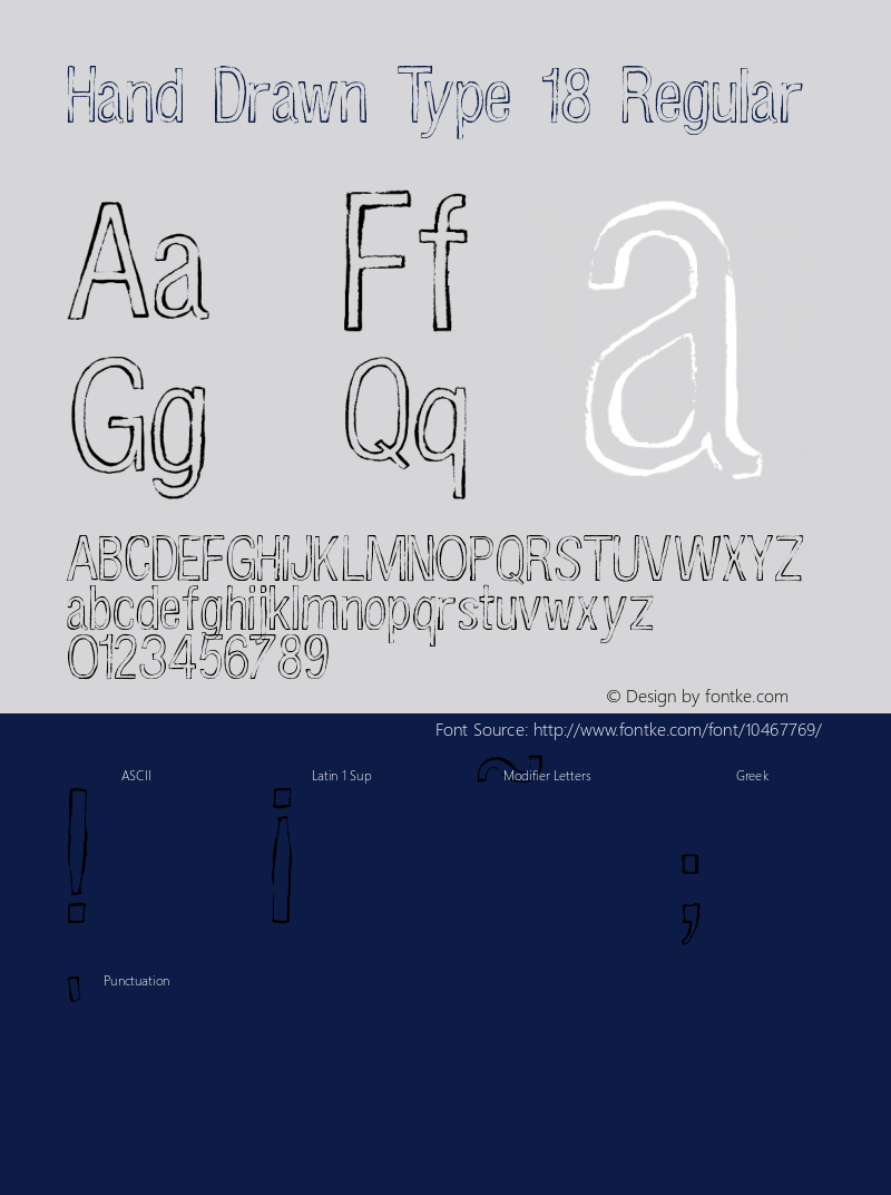 Hand Drawn Type 18 Regular Version 1.00 June 1, 2010, initial release图片样张