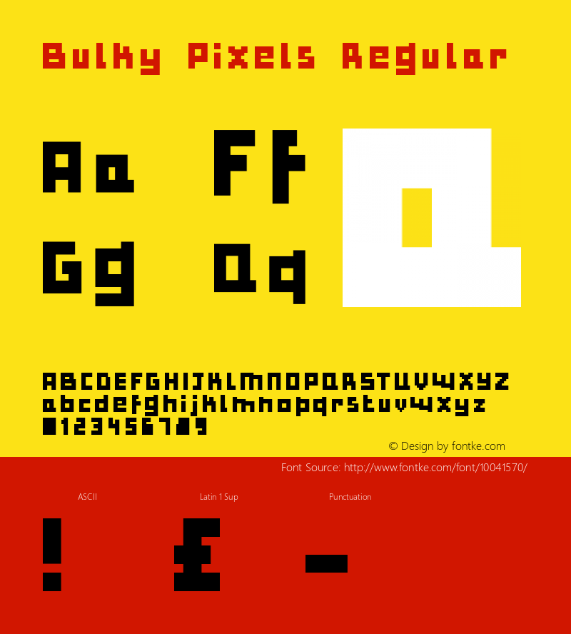 Bulky Pixels Regular Macromedia Fontographer 4.1.4 10/7/99图片样张