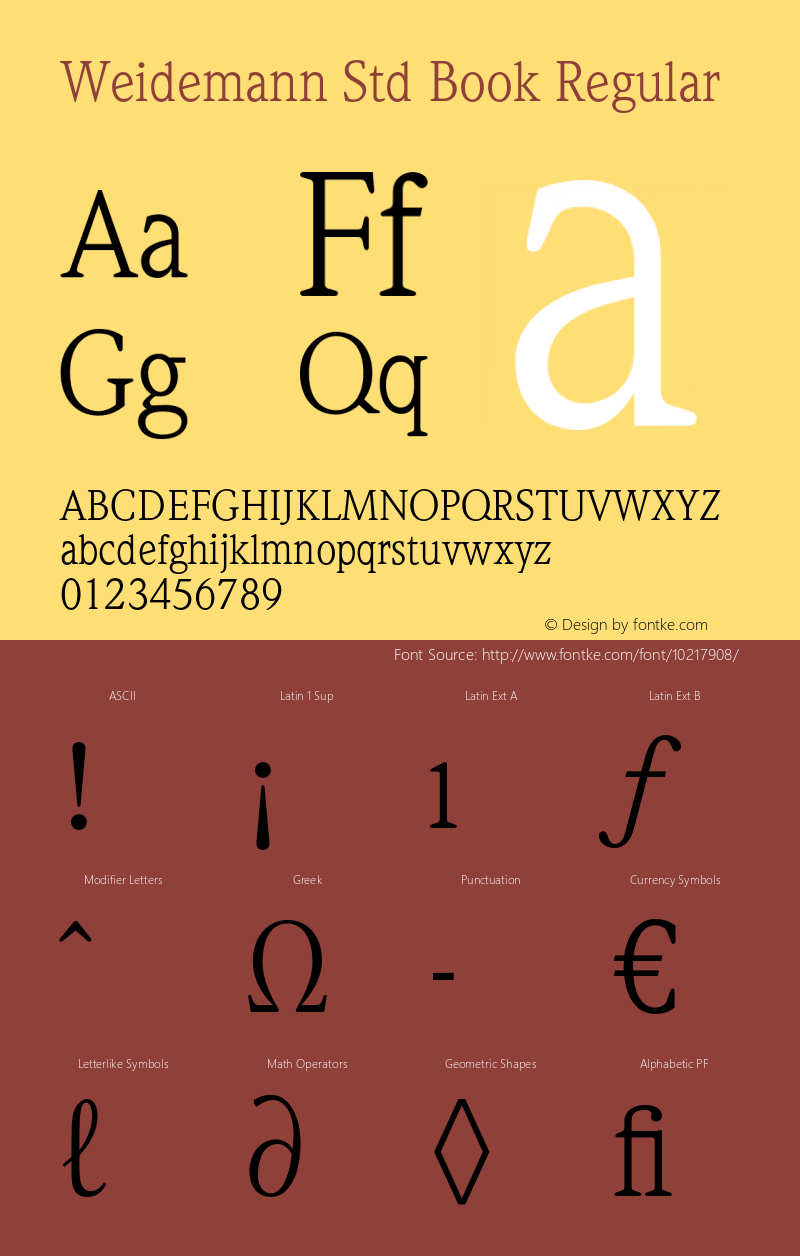 Weidemann Std Book Regular Version 2.031;PS 002.000;hotconv 1.0.50;makeotf.lib2.0.16970图片样张