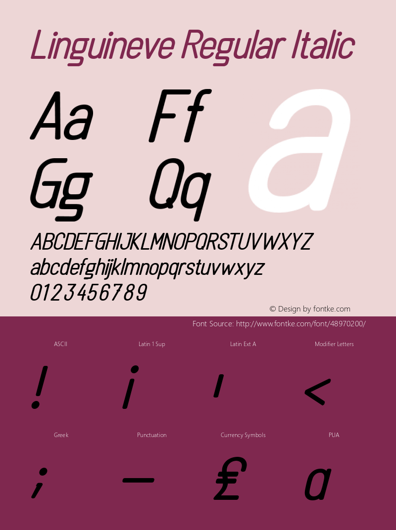 Linguineve Regular Italic Version 1.00;December 15, 2019;FontCreator 11.5.0.2422 64-bit图片样张