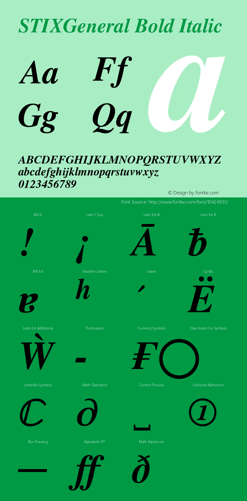 STIXGeneral Bold Italic Version 1.1.0图片样张