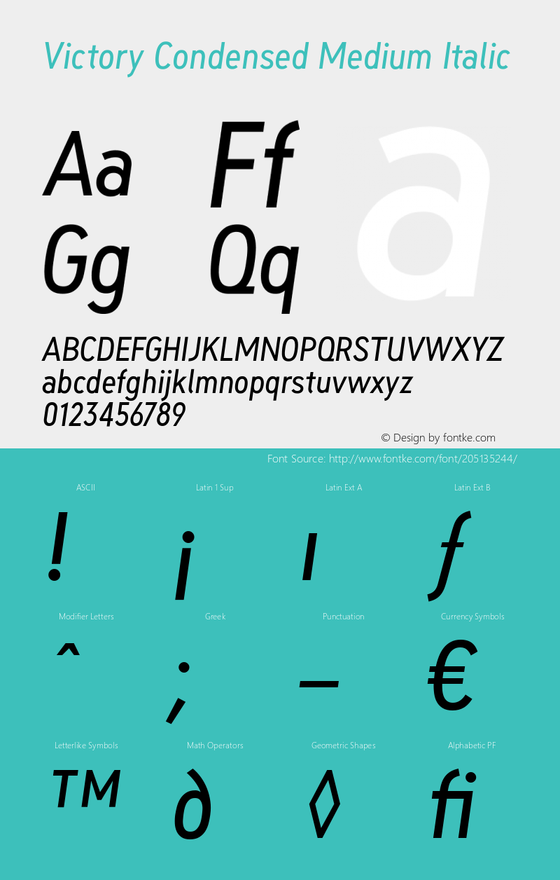 Victory Condensed Medium Italic Version 1.00图片样张