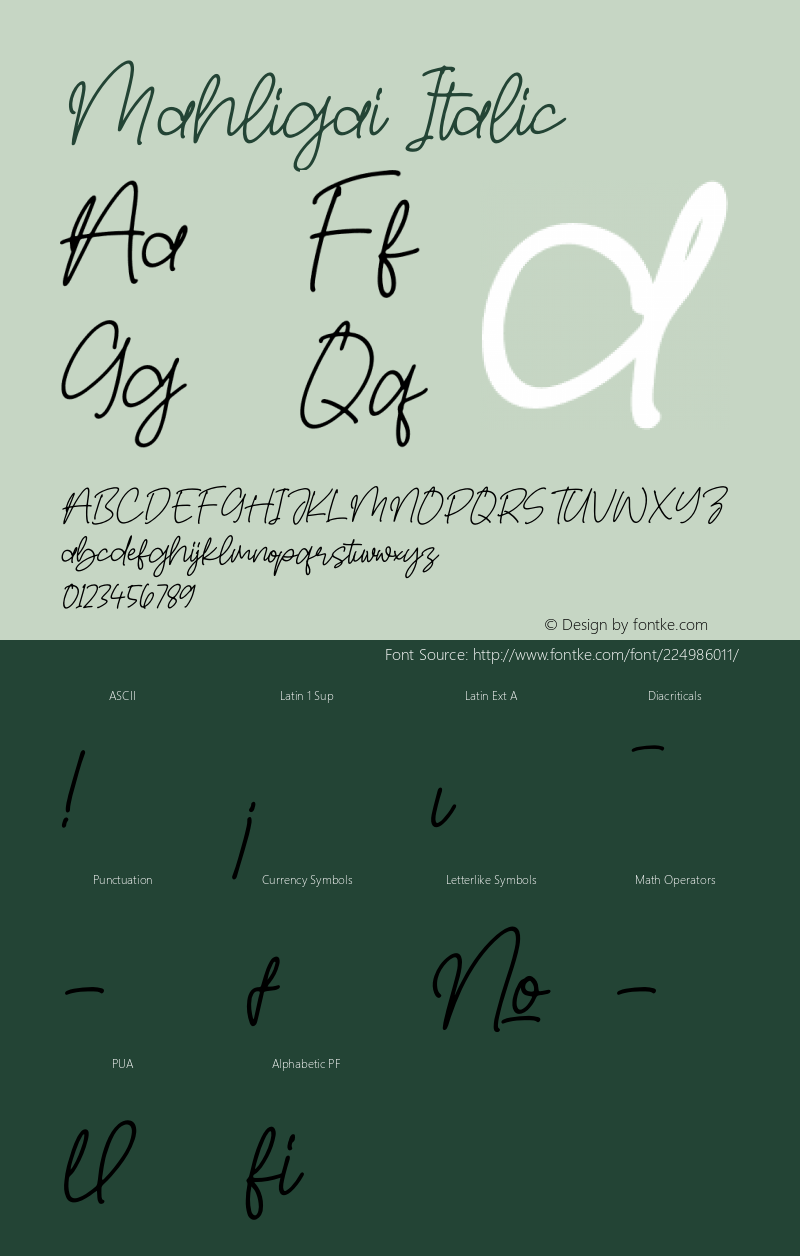 Mahligai Italic Version 1.00;May 28, 2022;FontCreator 13.0.0.2683 64-bit图片样张