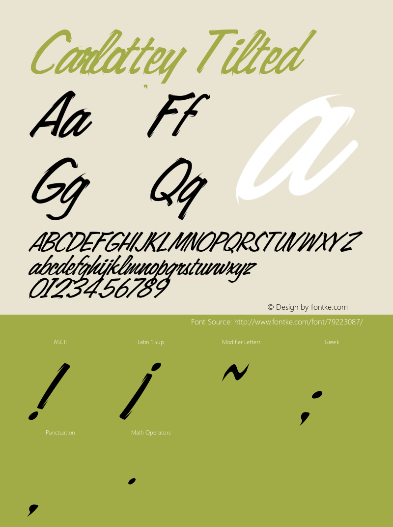 Carlottey Tilted Version 1.00;June 20, 2020;FontCreator 12.0.0.2563 64-bit图片样张