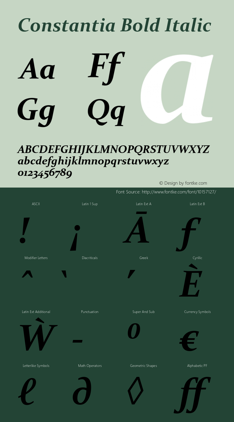 Constantia Bold Italic Version 1.00图片样张