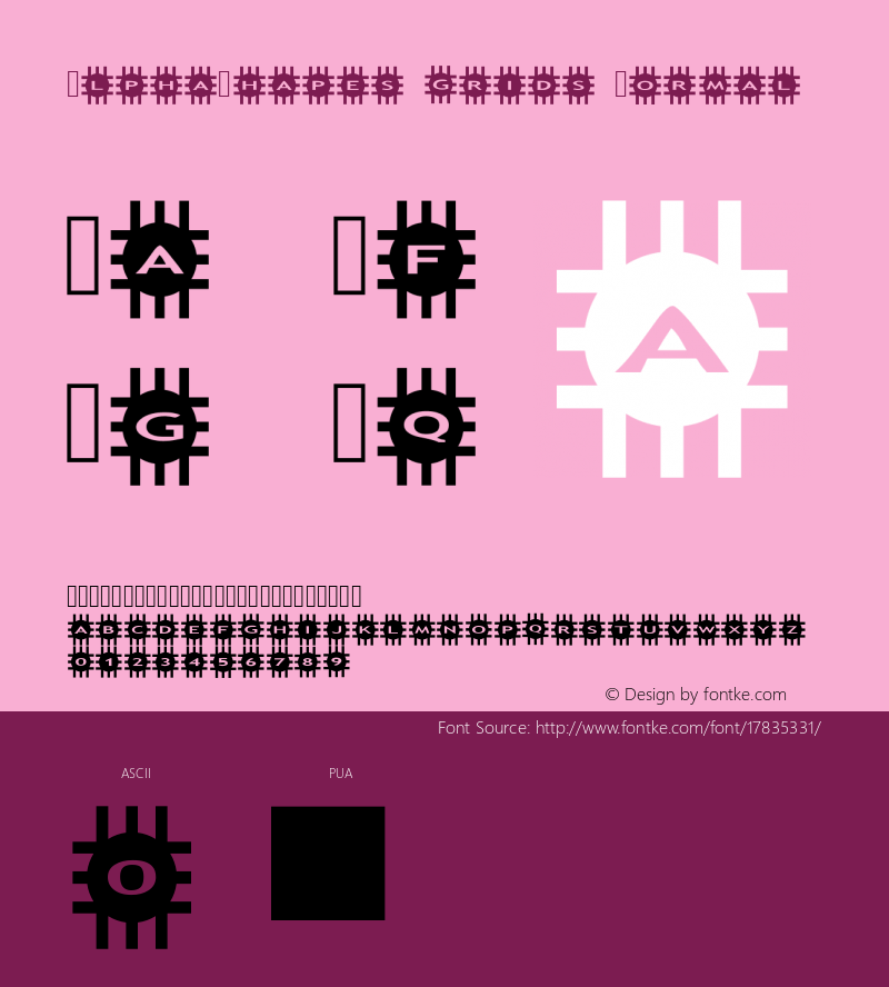 AlphaShapes grids Normal 1.0 - October 2012 - freeware font图片样张