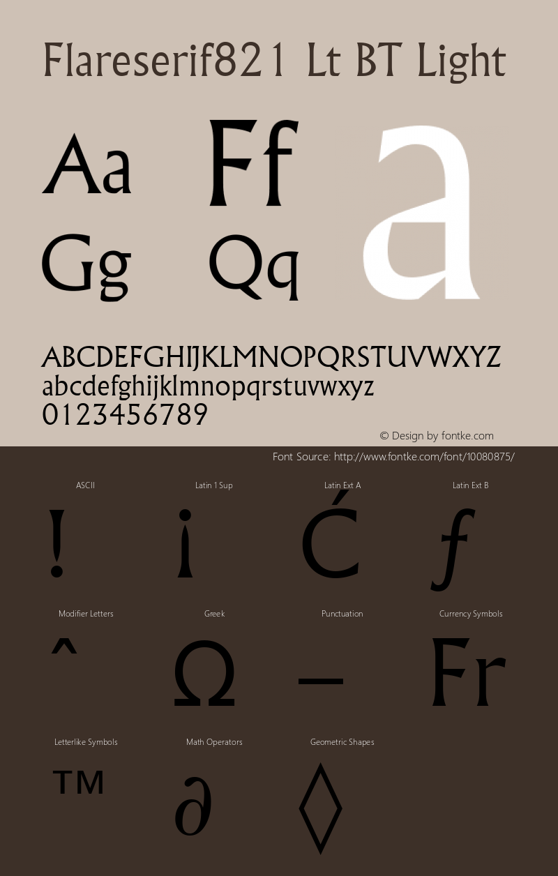 Flareserif821 Lt BT Light mfgpctt-v4.4 Dec 22 1998图片样张