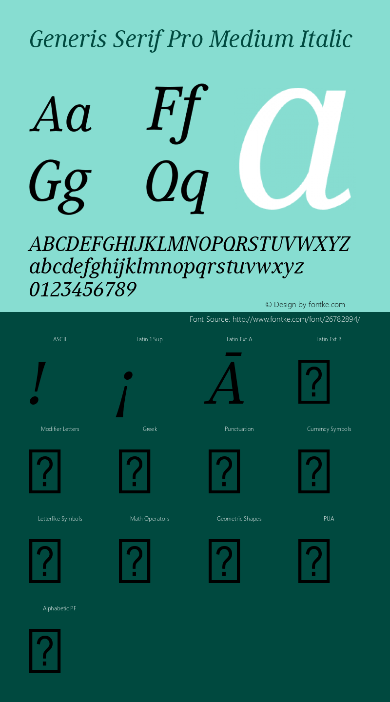Generis Serif Pro Medium Italic Version 1.11图片样张