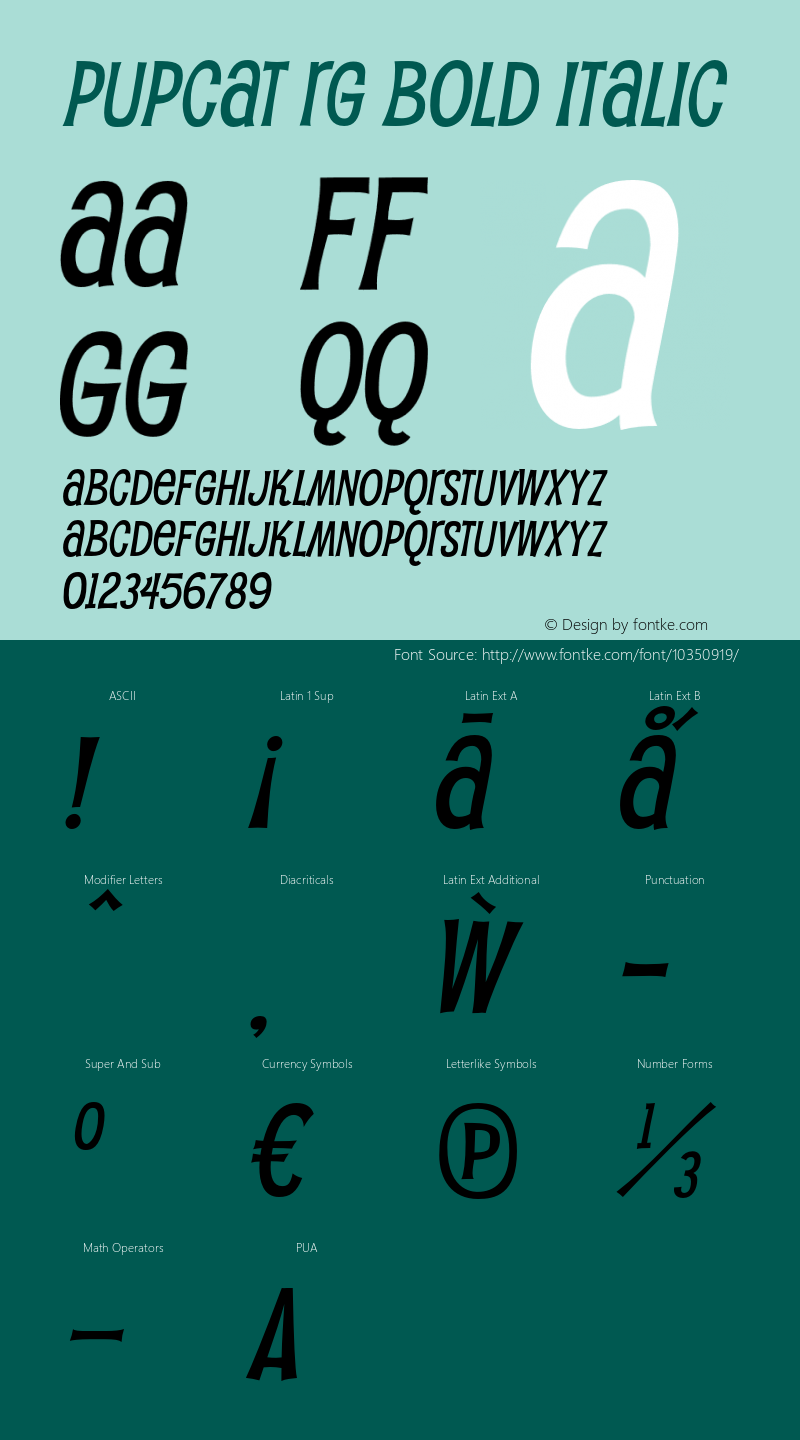 Pupcat Rg Bold Italic OTF 5.000;PS 001.001;Core 1.0.29图片样张