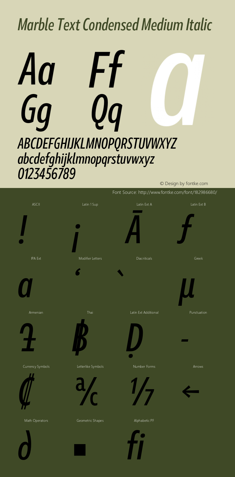 Marble Text Condensed Medium Italic Version 1.001图片样张