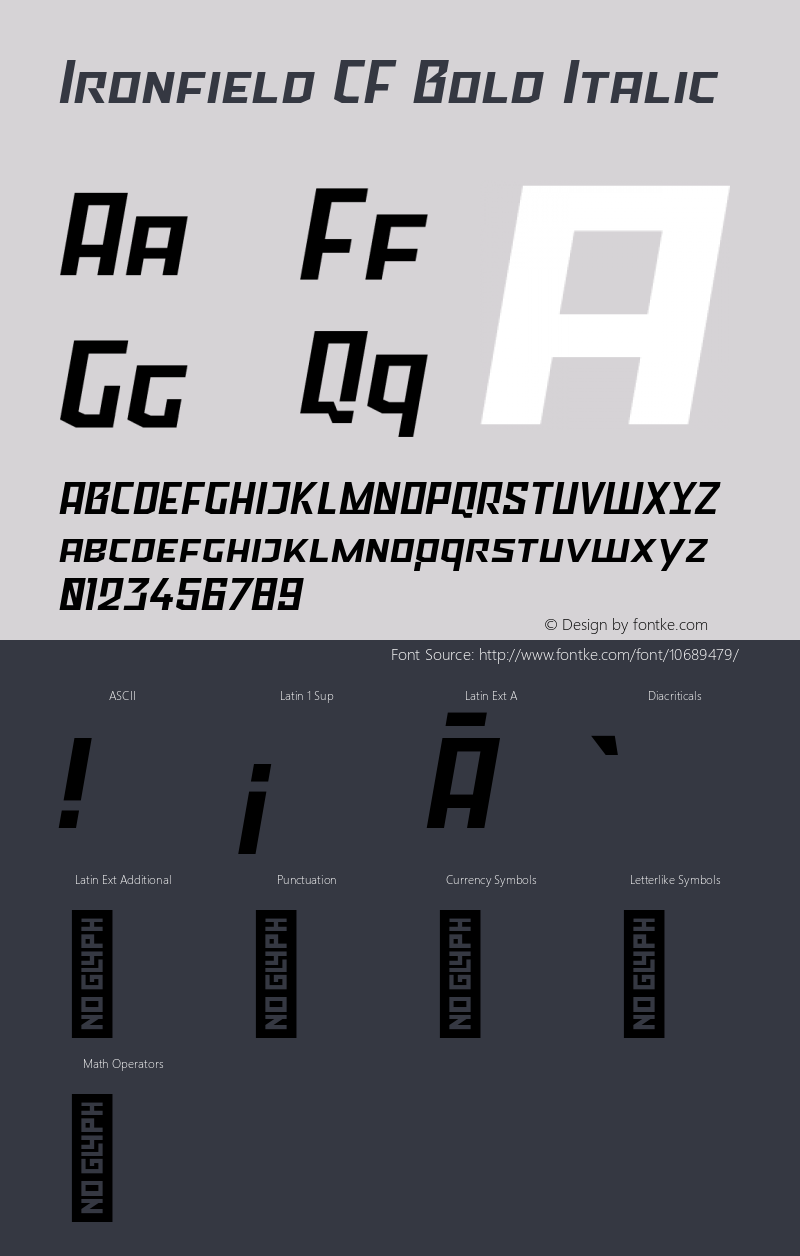 Ironfield CF Bold Italic Version 1.000;PS 001.000;hotconv 1.0.70;makeotf.lib2.5.58329图片样张