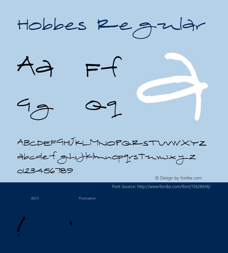 Hobbes Regular Version 1.00 August 29, 2005, initial release图片样张