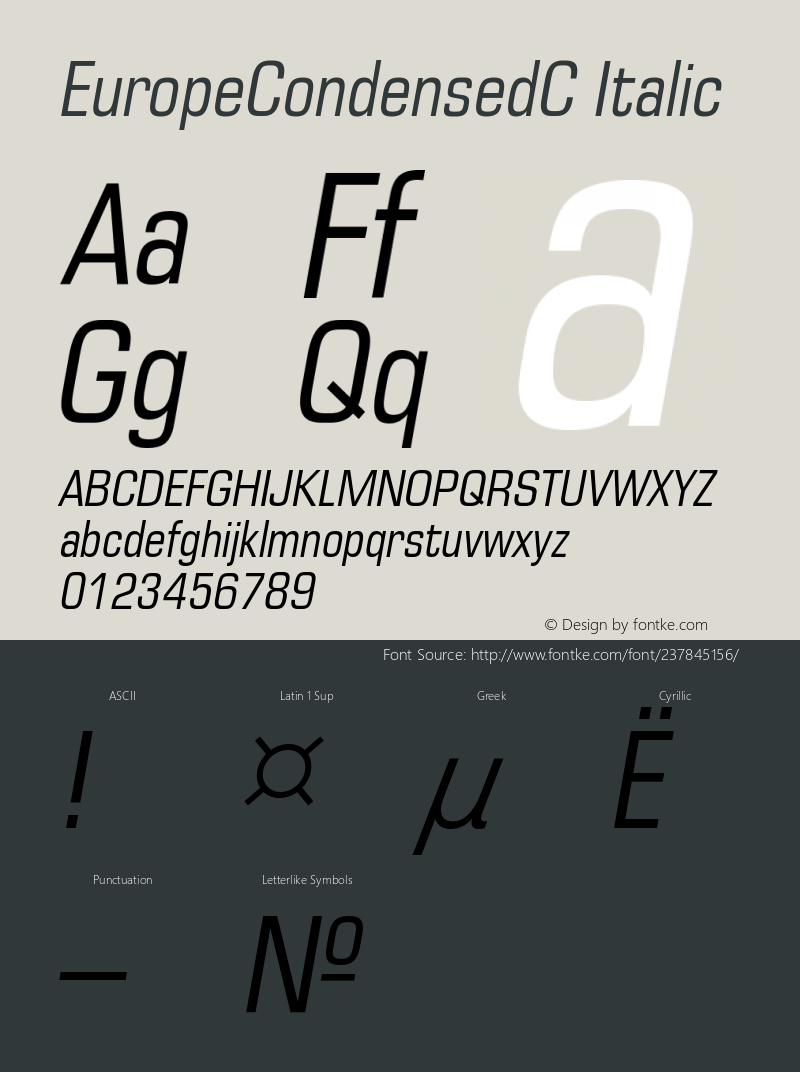 EuropeCondensedC-Italic 001.001图片样张