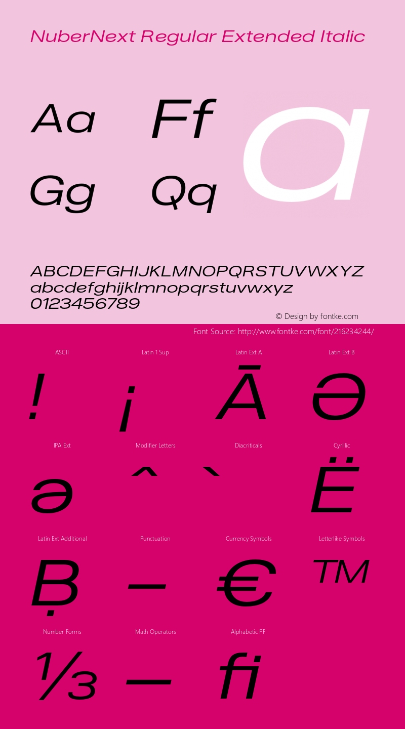 NuberNext Regular Extended Italic Version 001.002 February 2020图片样张