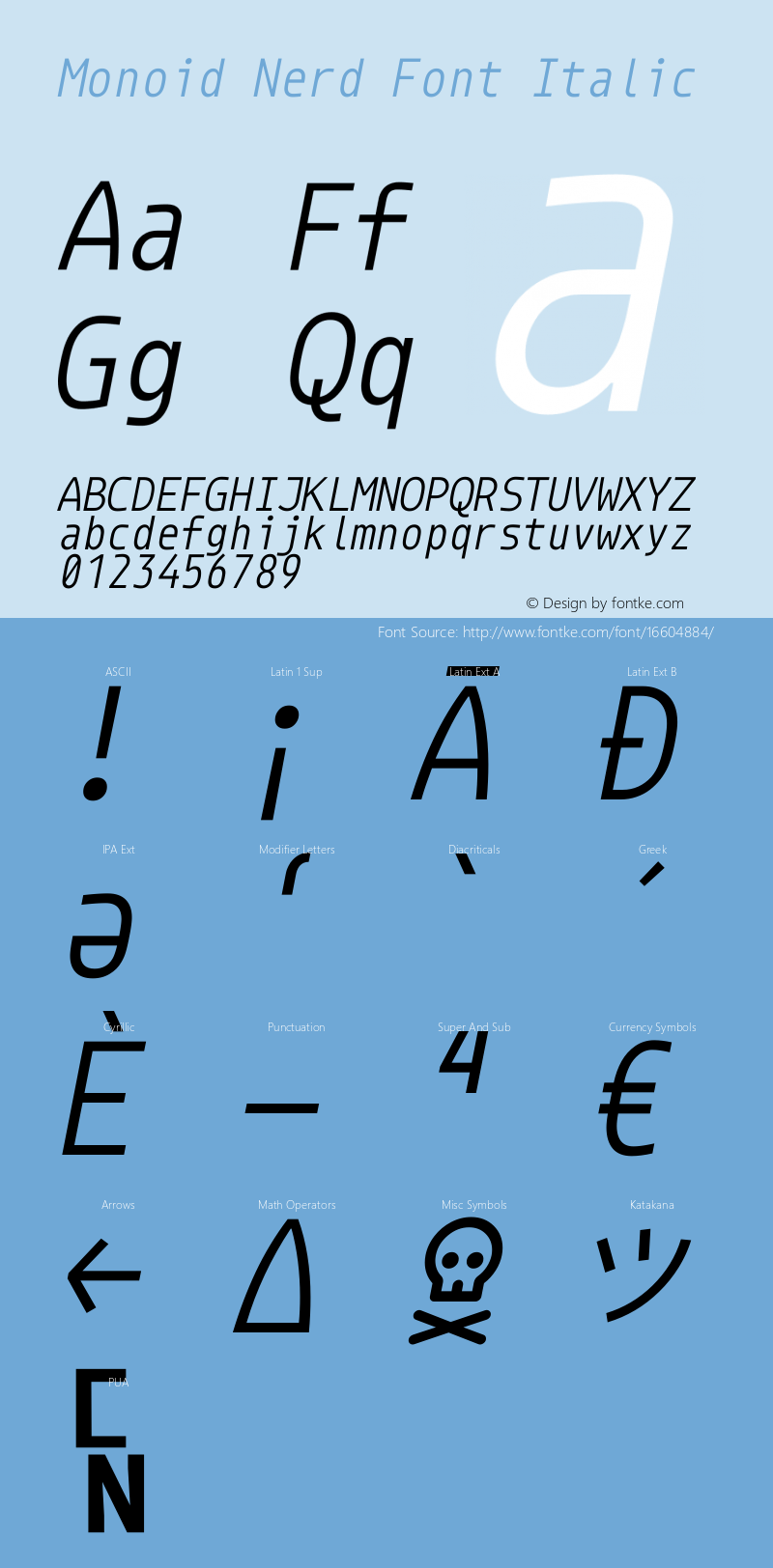 Monoid Nerd Font Italic Version 0.61;Nerd Fonts 0.8.图片样张