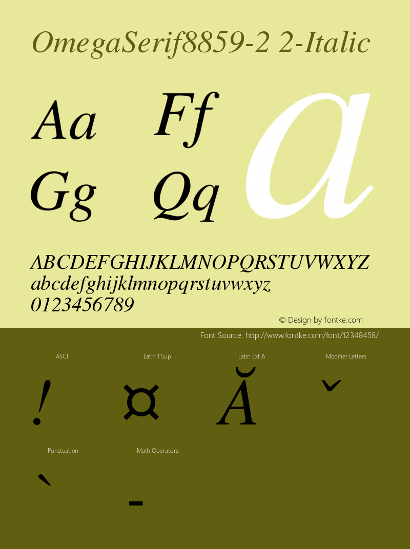 OmegaSerif8859-2 2-Italic Version 001.000图片样张