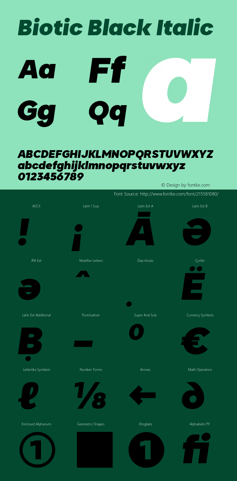 Biotic Black Italic Version 2.000;FEAKit 1.0图片样张