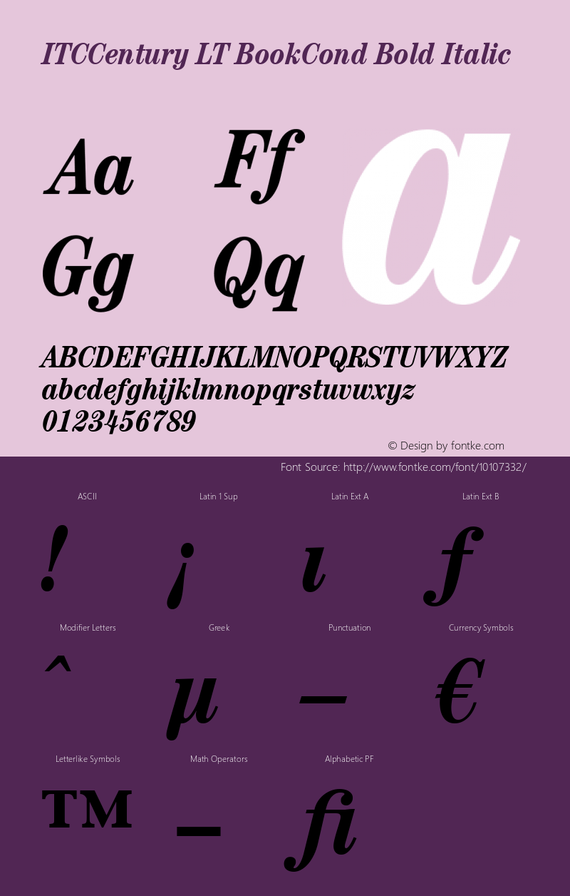 ITCCentury LT BookCond Bold Italic Version 6.1; 2002图片样张