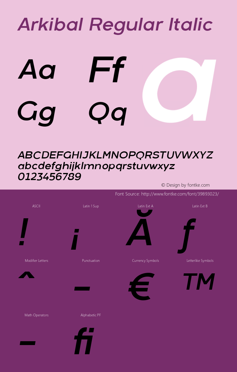 Arkibal-Regular Italic Version 1.000图片样张