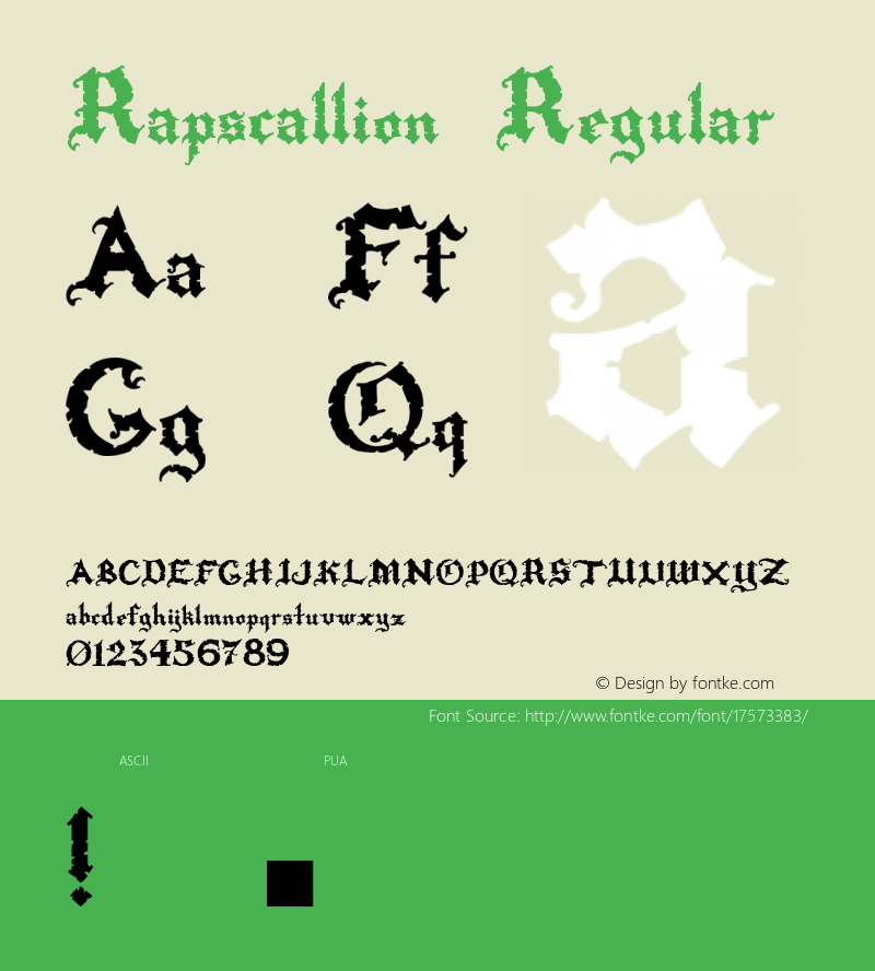 Rapscallion Regular Macromedia Fontographer 4.1 1/17/2003图片样张