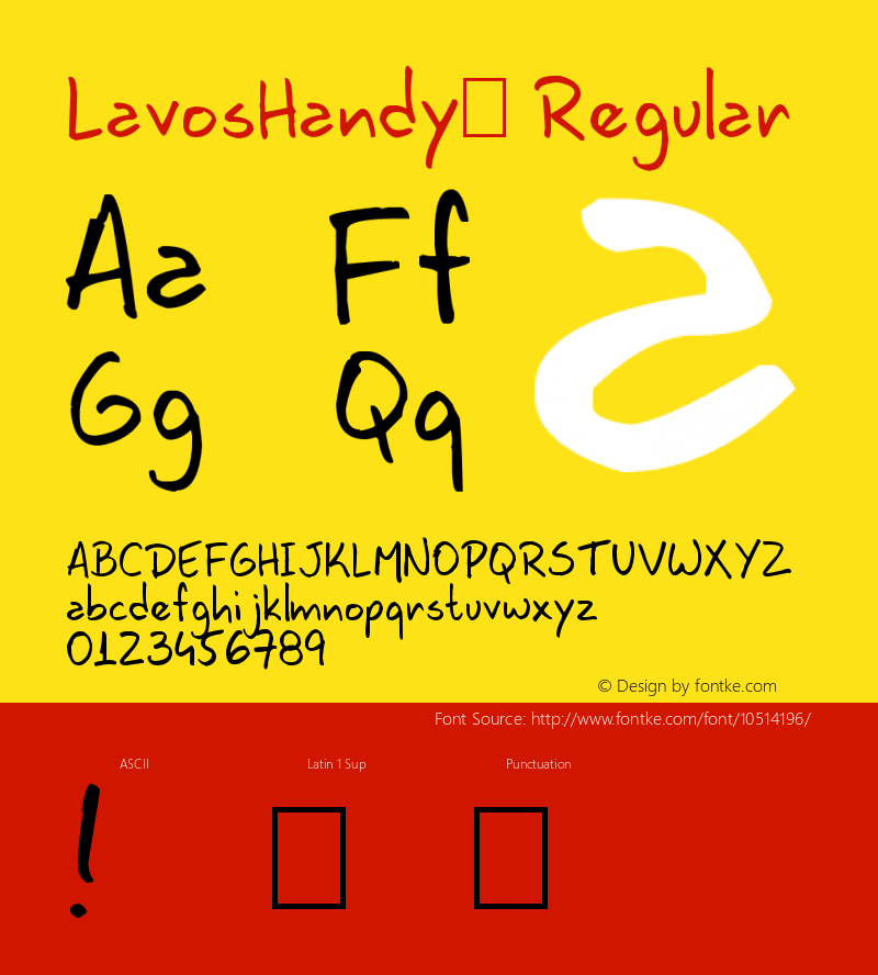 LavosHandy™ Regular Version 1.00 February 11, 2009, initial release, www.yourfonts.com图片样张