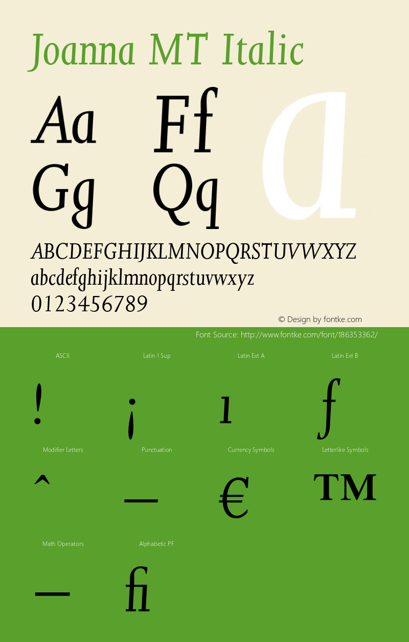 JoannaMT-Italic 001.001图片样张