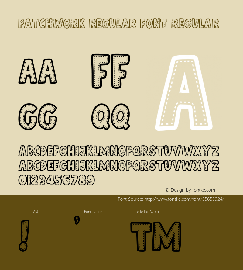 Patchwork Regular Font Regular Version 1.000;PS 001.000;hotconv 1.0.88;makeotf.lib2.5.64775图片样张