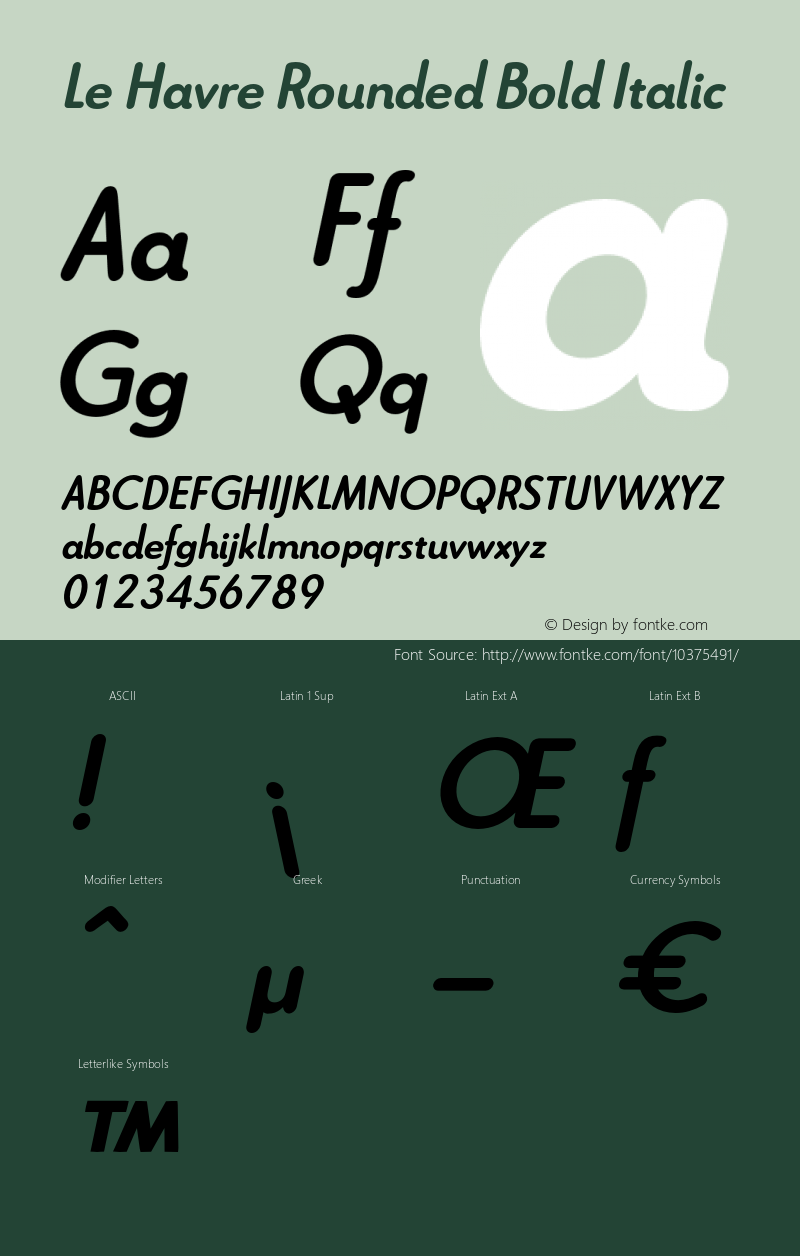 Le Havre Rounded Bold Italic Version 1.000 2006 initial release图片样张