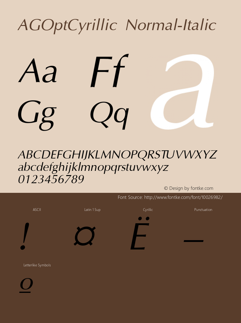 AGOptCyrillic Normal-Italic 1.000图片样张