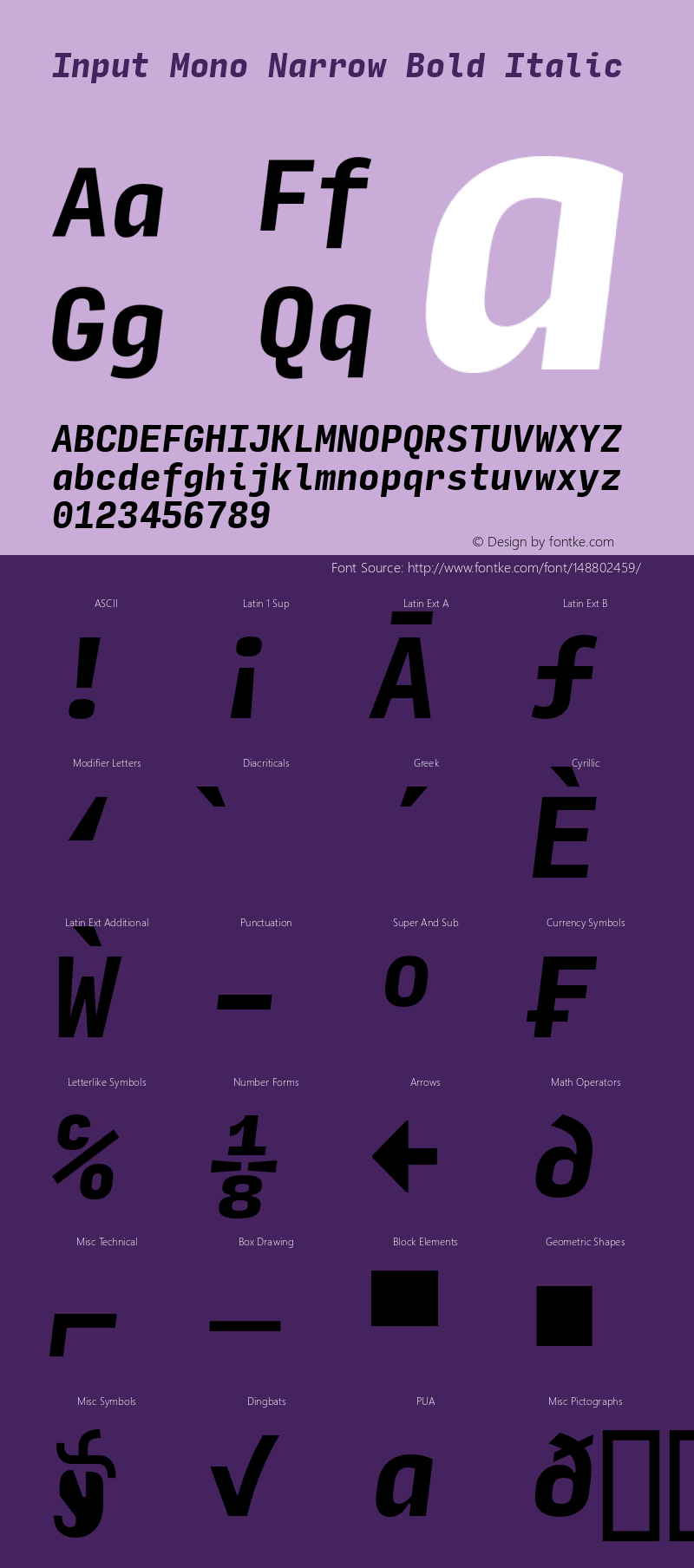 InputMonoNarrow BoldIta Version 0.000;PS 0.0;hotconv 1.0.72;makeotf.lib2.5.5900图片样张