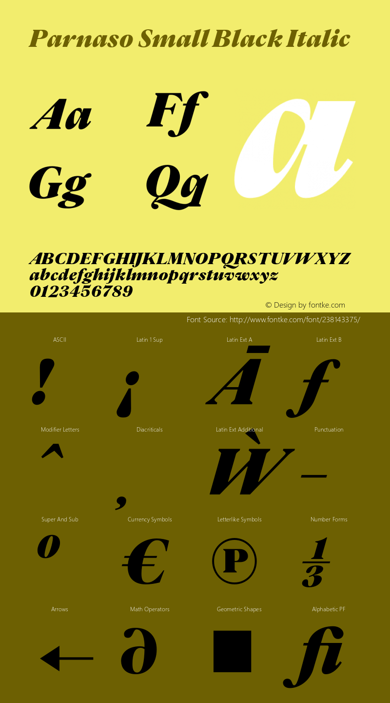 Parnaso Small Black Italic Version 1.000;FEAKit 1.0图片样张