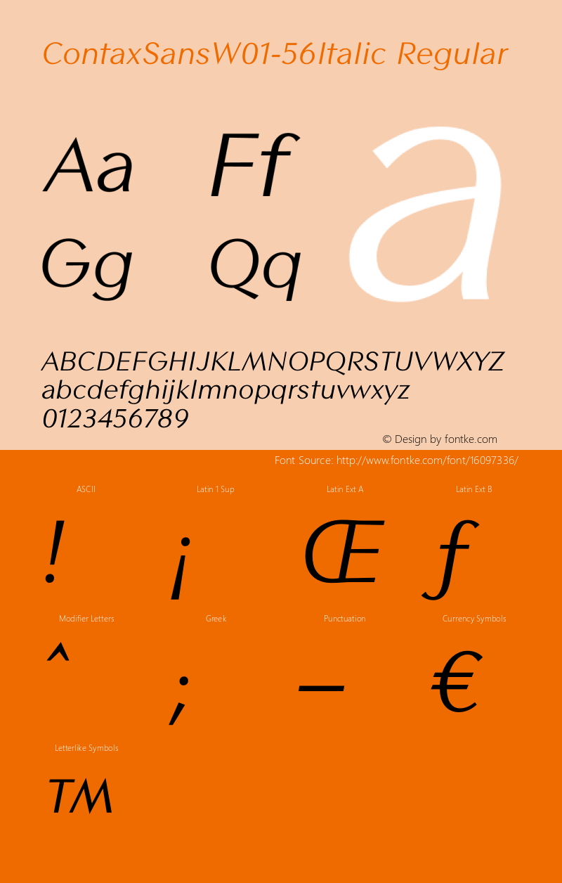 ContaxSansW01-56Italic Regular Version 1.00图片样张