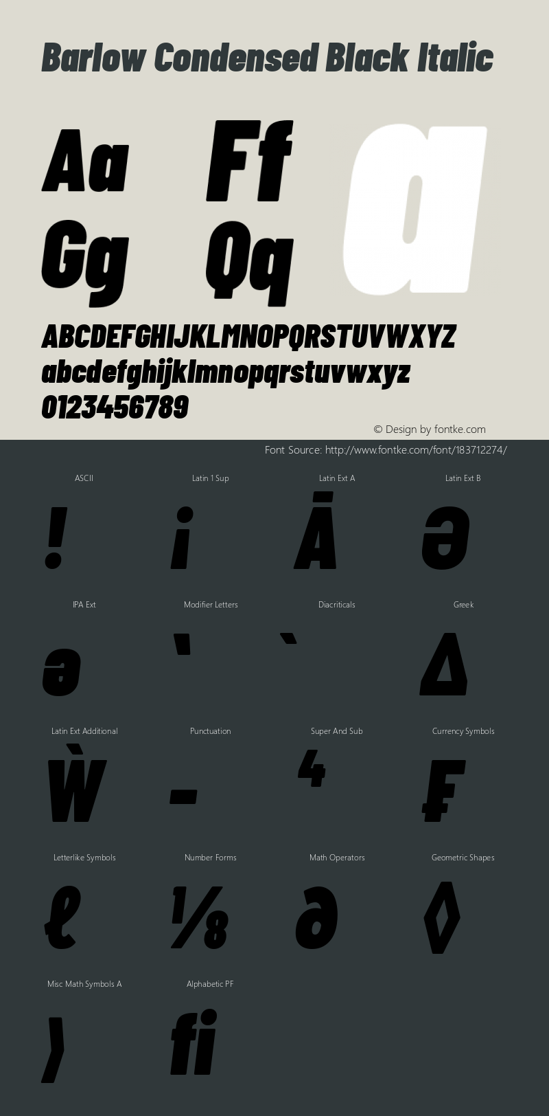 Barlow Condensed Black Italic Version 1.408图片样张