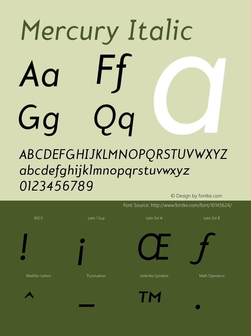 Mercury Italic Version 001.000图片样张