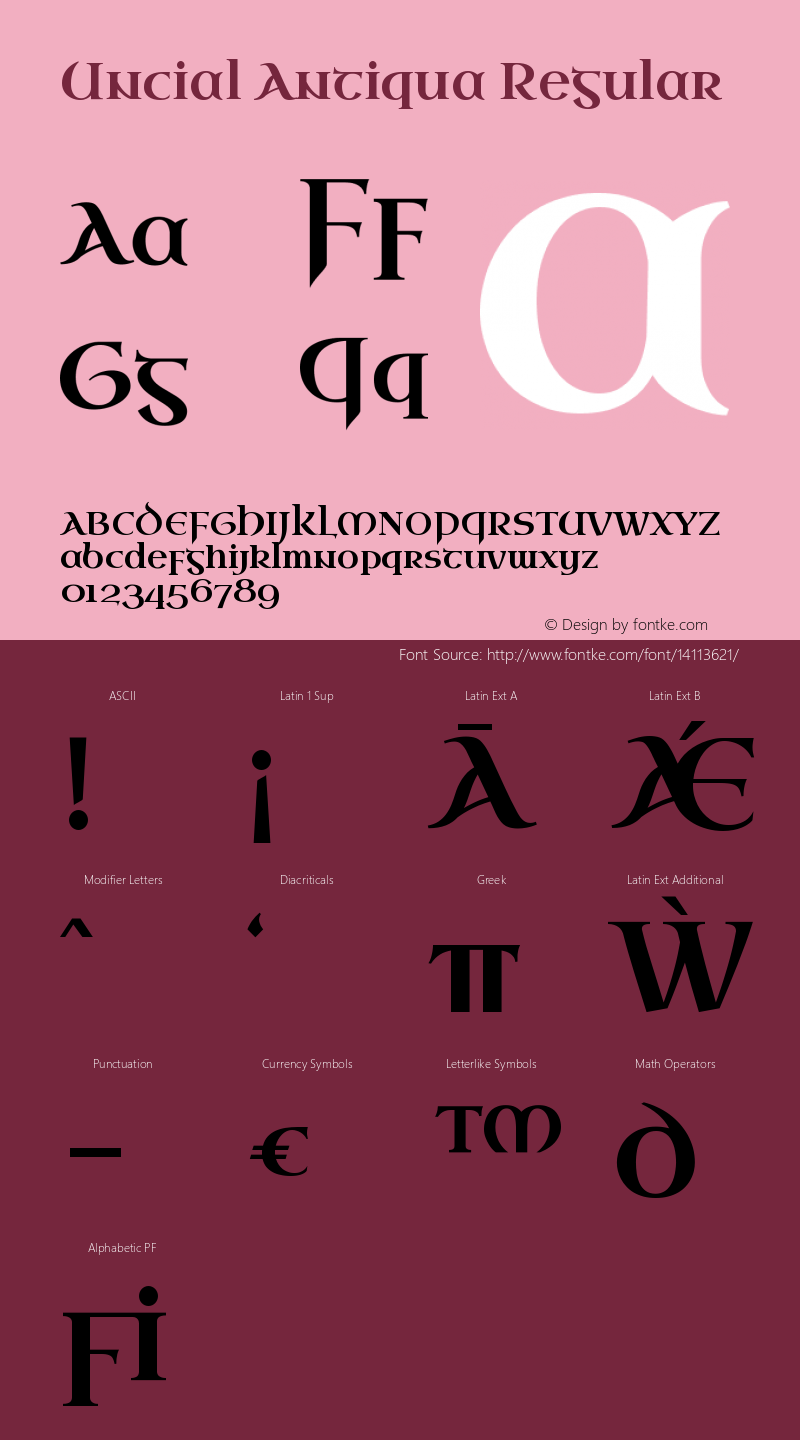 Uncial Antiqua Regular Version 1.000图片样张