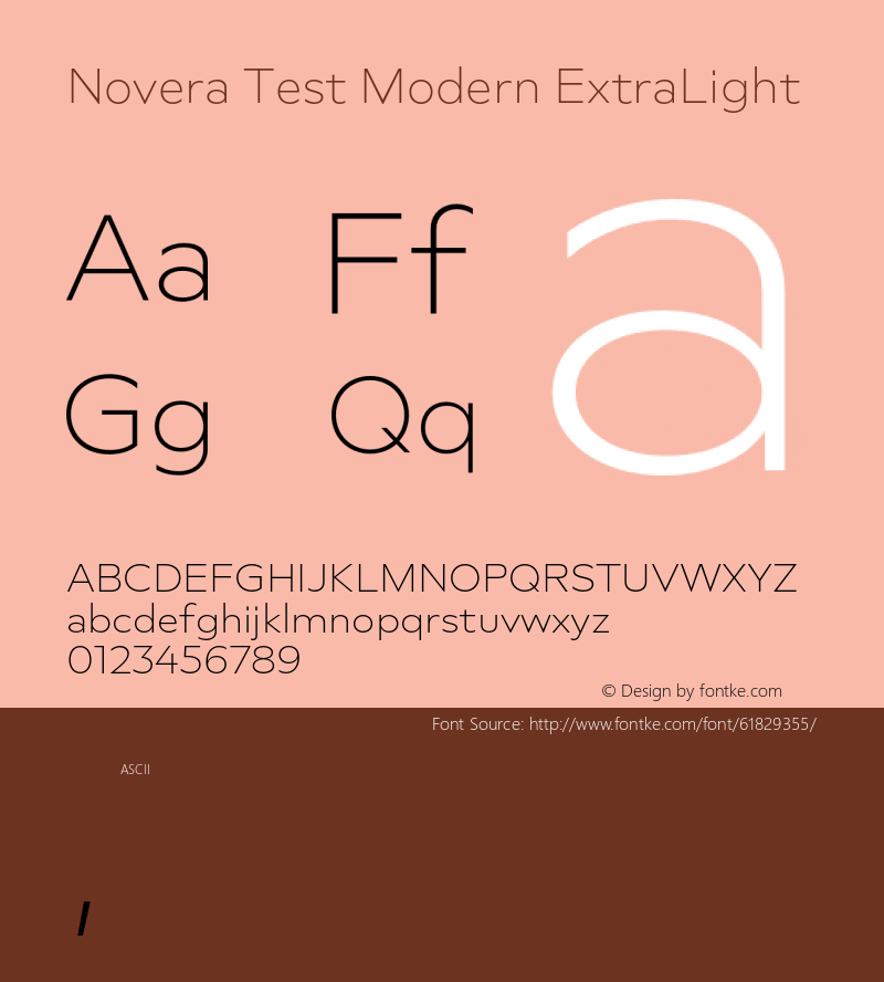 Novera Test Modern ExtraLight Version 1.000;hotconv 1.0.109;makeotfexe 2.5.65596图片样张